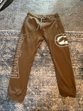 Ecko Unlimited Brown Fleece-Lined Sweatpants with Logo Tag